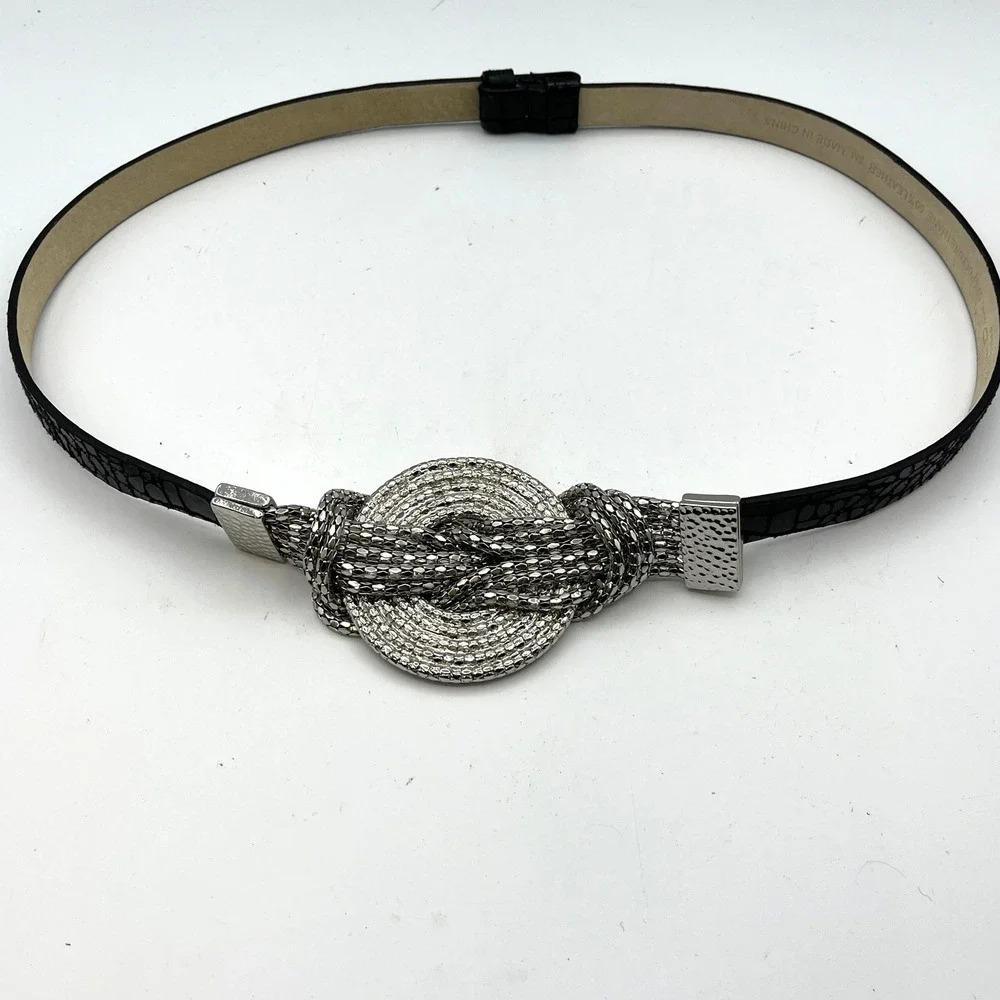 Silver Chain Knot Womens Fashion Belt‎ Lake Shore Drive Snakeskin Accessories